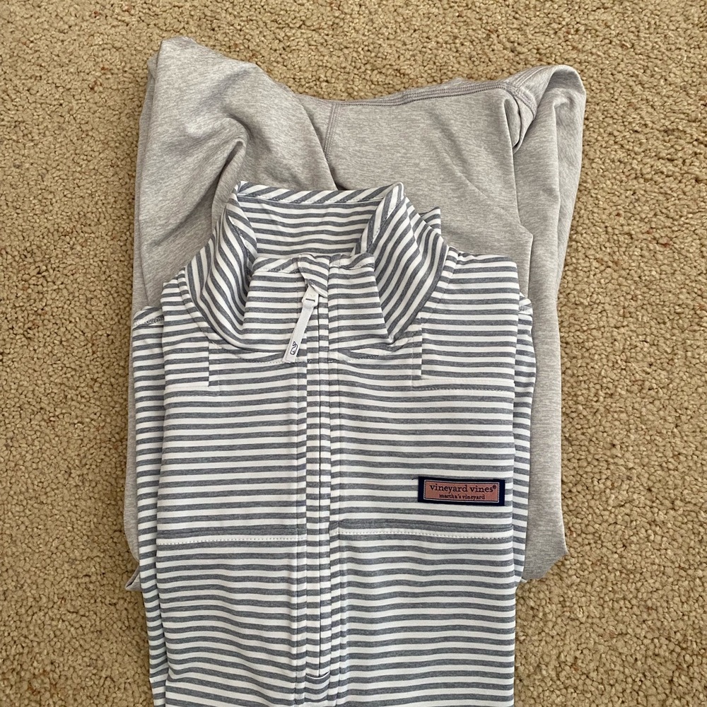 Gray and White long sleeve layers